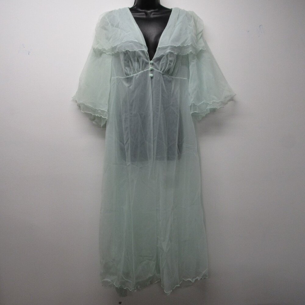 Sears Sheer Light Mint Green Vintage Long Chiffon Robe
